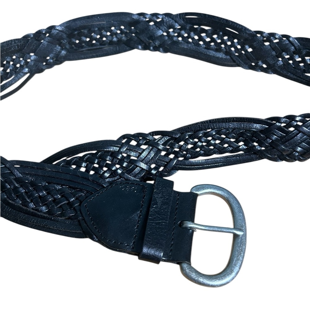 American Eagle Outfitters Woven Leather Belt in Black and Silver